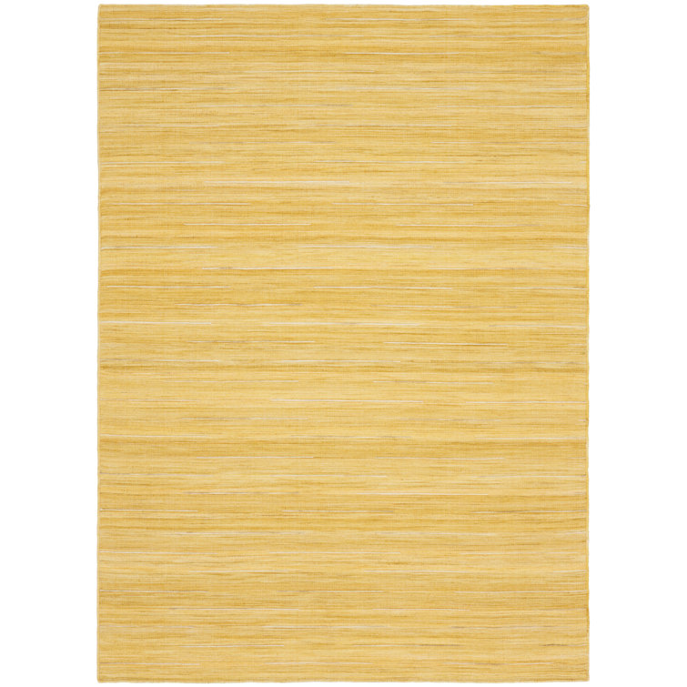 Hokku Designs Anerinda Solid Hand Loomed Wool/Cotton Area Rug in Yellow